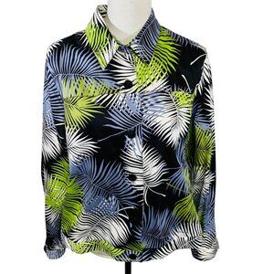 Hearts Of Palm Tropical Vibe Jacket Size XL Cruise Life Button Up Coastal Granny